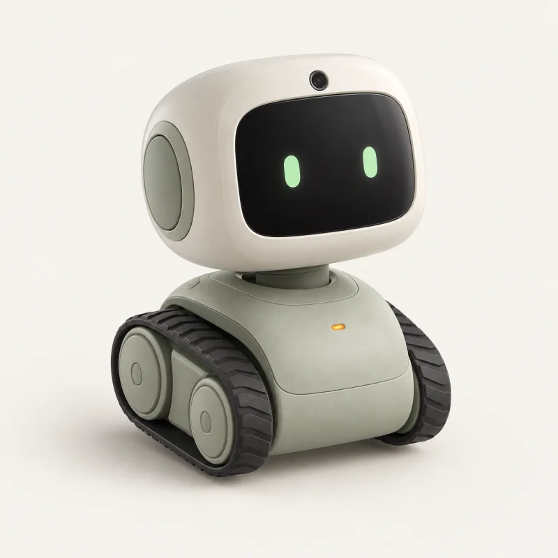 Concept : un petit robot de bureau avec caméra et base à chenilles